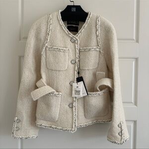 Angels Cream Bouclé Braided-Trim tweed Jacket